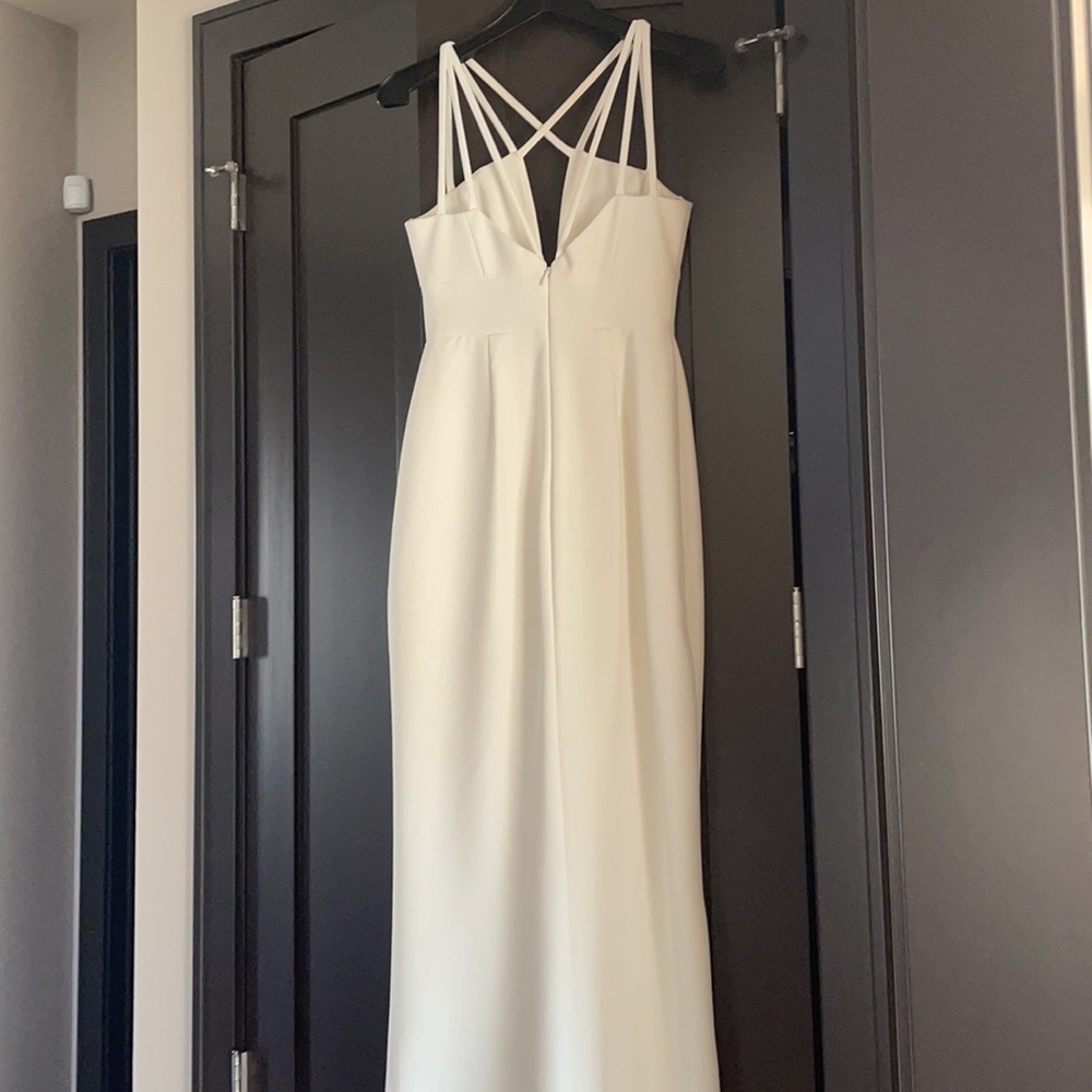 BCBG MaxAzria white long dress for prom